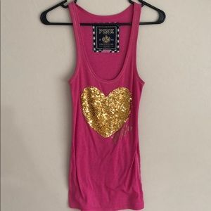 PINK sequin ribbed tank